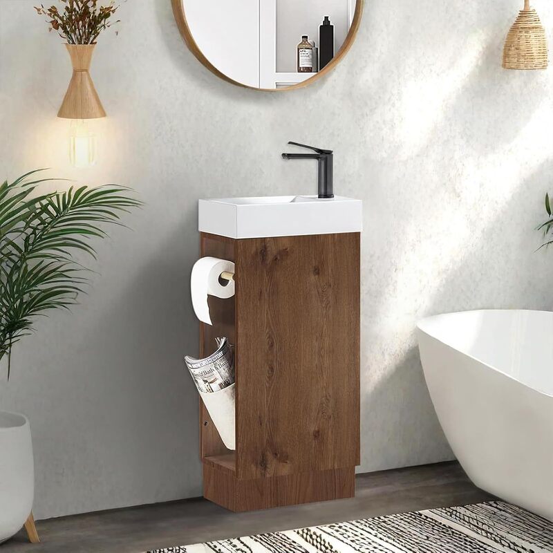 Modern Minimalist Bathroom Vanity Sink Without Basin Suitable for Small Spaces Floor-Standing Small Bathroom Vanity Brown