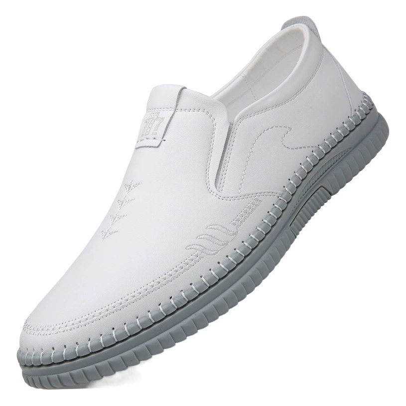 Мужские осенние повседневные белые туфли из натуральной кожи с мягкой подошвой, кожаные туфли для широкой стопы, дышащие туфли для вождения на резиновой подошве, лоферы для мужчин.