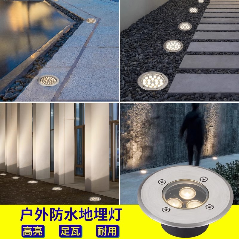 Nueva lámpara enterrada ultra delgada baja delgada led al aire libre impermeable redonda enterrada lámpara de acero inoxidable incrustada colorido image 3
