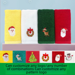 純棉聖誕廚房毛巾套裝刺繡聖誕logo浴室手巾外貿萬聖節毛巾定製