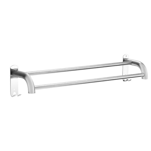 Stainless steel hole-free towel rack, double-layer bathroom bath towel rack, bathroom storage rack, single and double rod hardware wall-mounted accessory