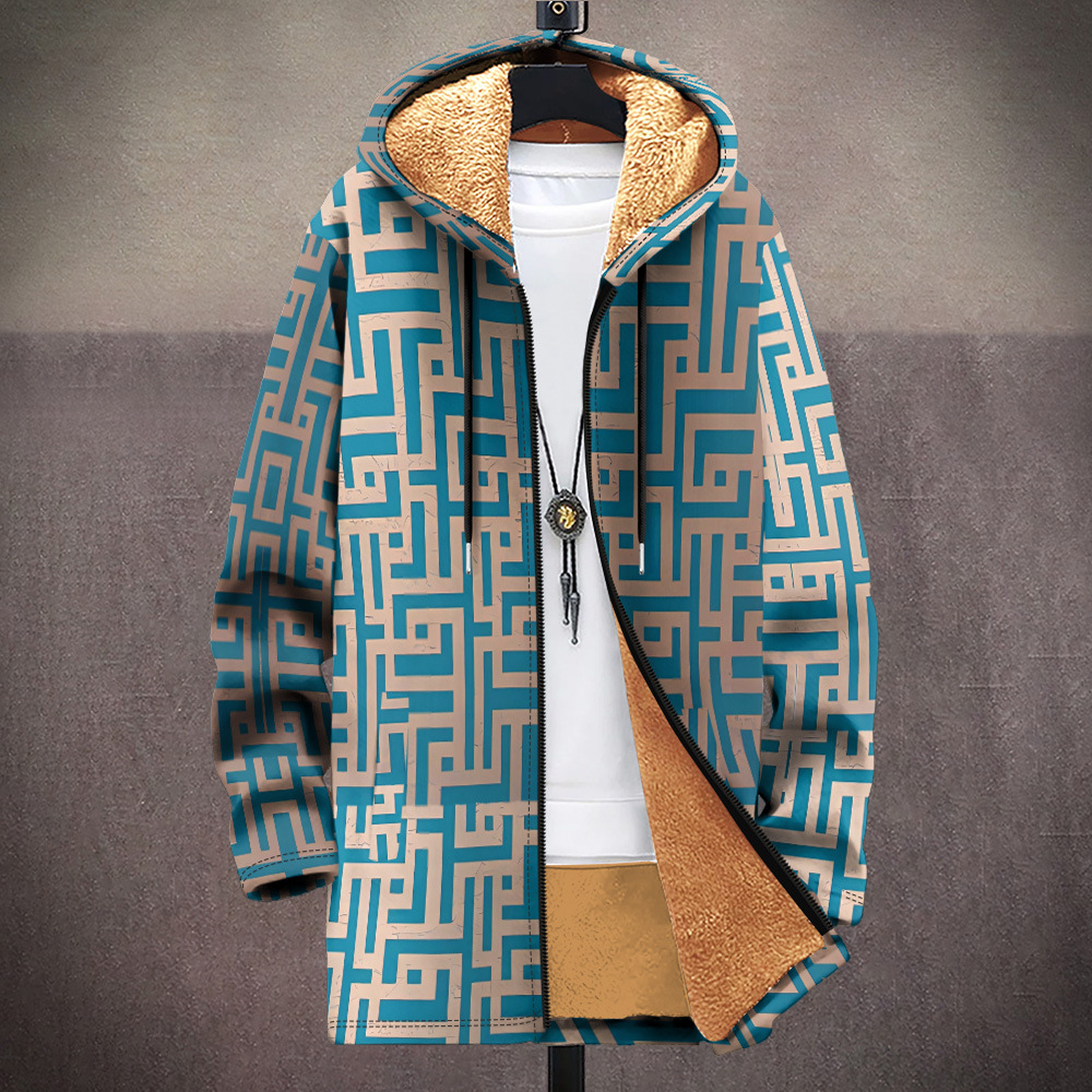 Giacca da uomo in cotone con cerniera per esterni autunno/inverno, motivo multiplo, velluto britannico, felpa con cappuccio stampata in 3D con tasca ispessita_voghion.com