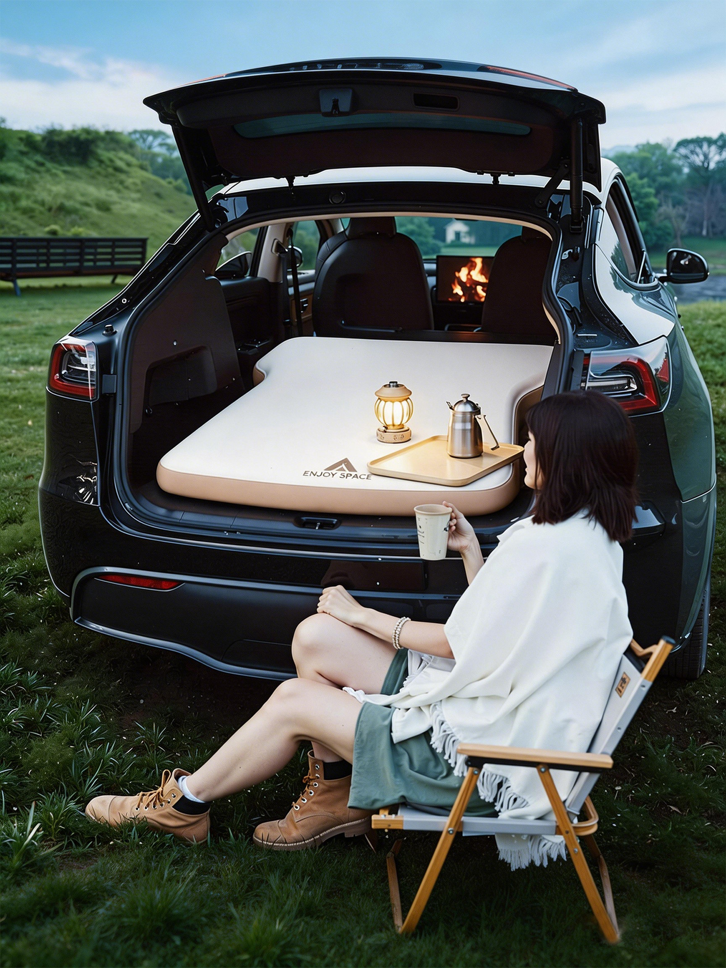 Suv Car-Mounted Inflatable Bed, Anti-Bulge and Non-Collapsing, Suitable for Self-Driving Camping, Car Rear Seat Outdoor Folding Mattress