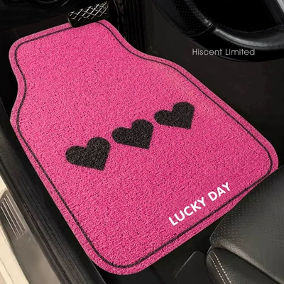 Cute Rose Red Car Mat Avtomobil döşəmə paspasları - rose-red-heart-main-driver-co-pilot-car-floor-mats