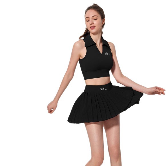 Losco exquisito traje de tenis de verano femenino ropa de bádminton delgada falda corta de yoga carrera ropa de fitness seca rápida chaleco