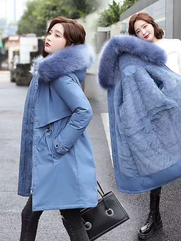 Winter long warm down jacket, European style, mid-length