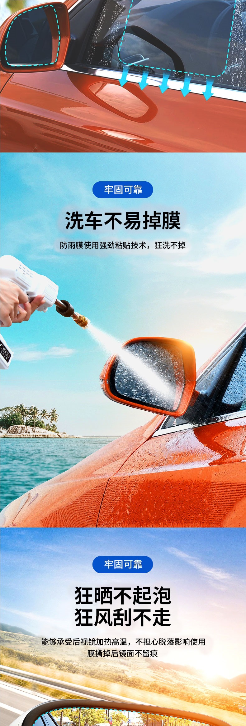 Rearview mirror rainproof film, anti-fog film for reversing mirrors, reflective car accessory, waterproof and rainproof glass for rainy days