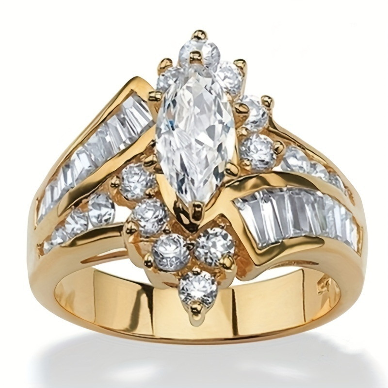 Wish Cross-Border E-Commerce Supply Copper Inlaid Zircon Women's Ring European and American Popular Fashion Engagement Jewelry