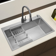 Stainless steel Gun Gray SUS304 manual large single sink with thickened kitchen vegetable basin undermount household dishwasher