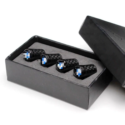 Suitable for Bmw 1 Series 2 Series 3 Series 5 Series 7 Series X1X2X3X5X6M Car Tire Valve Cap High-End Modification (valve) - carbon-fiber-titanium-black-bmw-blue-white-emblem-4-pieces