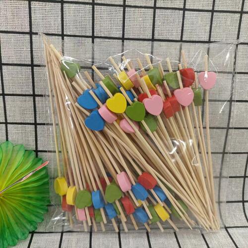 Bamboo fruit skewers fruit fork cocktail disposable decorative bamboo skewers colorful creative skewers baking cake skewers