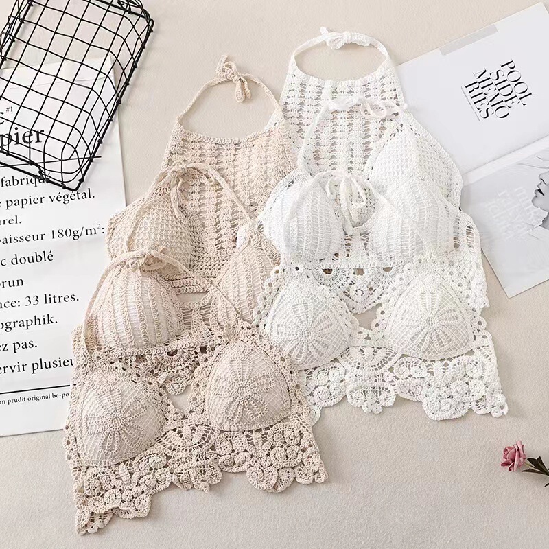 Hot spring vacation sexy swimsuit sling women's seaside beach halter hollow-out knitted vest outer wear top Hot spring vacation sexy swimsuit sling women's seaside beach halter hollow-out knitted vest outer wear top