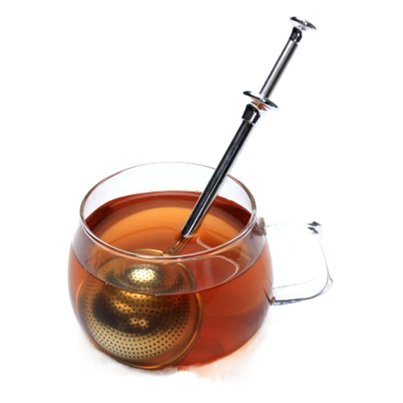 Suministro directo de fábrica punzonado de acero inoxidable gran colador de té telescópico 304 colador de té Infusor de té creativo colador de té al por mayor