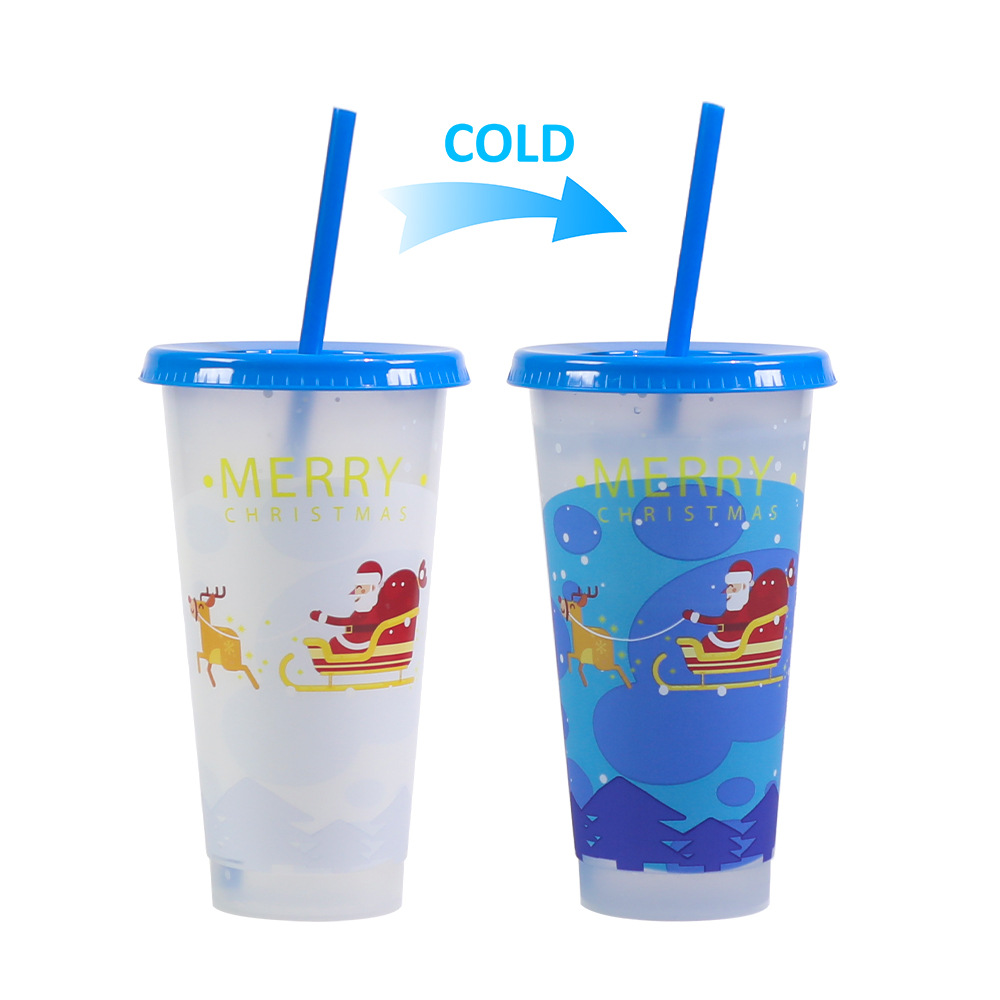 Spot transfronterizo de 710ml taza de plástico de color frío de gran capacidad PP taza de té con leche bebida fría con taza de paja con fábrica de inspección NBCU