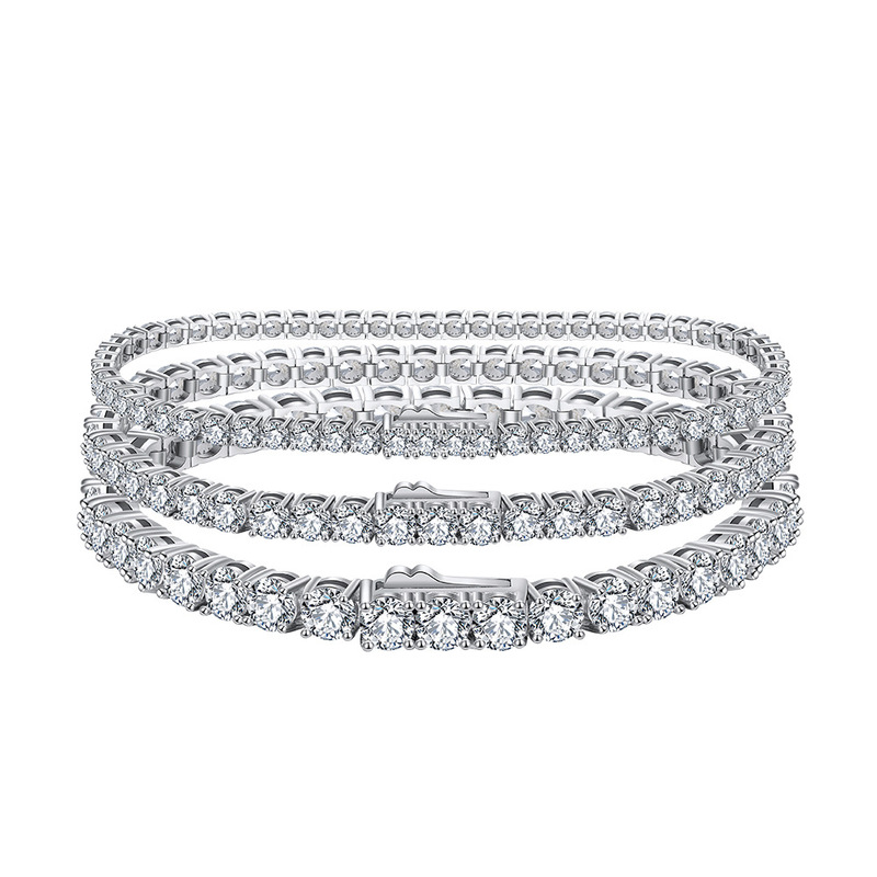 Huasheng Jewelry S925 Silver Molded Tennis Bracelet Stone Chain Platinum Single Row Direct Factory Sales Wholesale Huasheng Jewelry S925 Silver Molded Tennis Bracelet Stone Chain Platinum Single Row Direct Factory Sales Wholesale