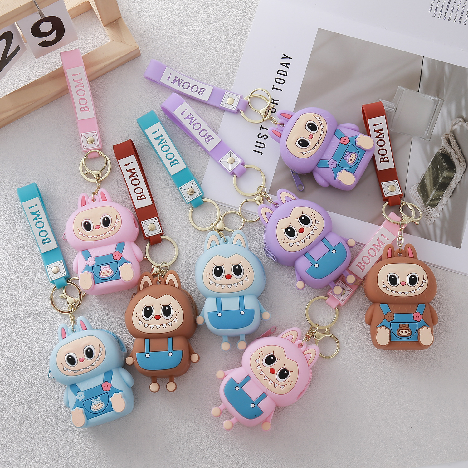 Cross-Border Temu Hot-Selling 3D Labubu Milk Tea Color Silicone Coin Purse Silicone Small Crossbody Bag Amazon Bestseller