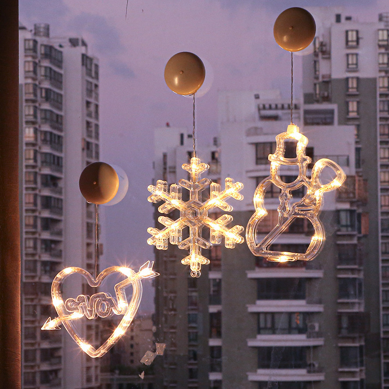 Ventas transfronterizas de ventosas de navidad alce viejos luces decorativas LED ventanas de la sala de estar árbol de navidad decoraciones de luces de color