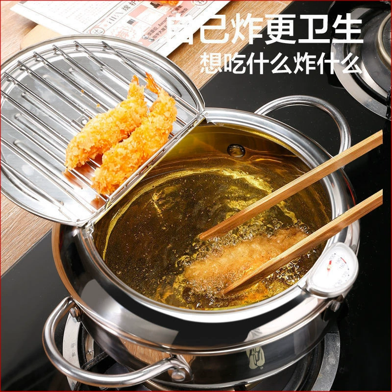 Немецкая фритюрница для темпуры из нержавеющей стали 304, бытовая маленькая фритюрница с контролем температуры, индукционная плита, газовая плоская нижняя часть Leishu