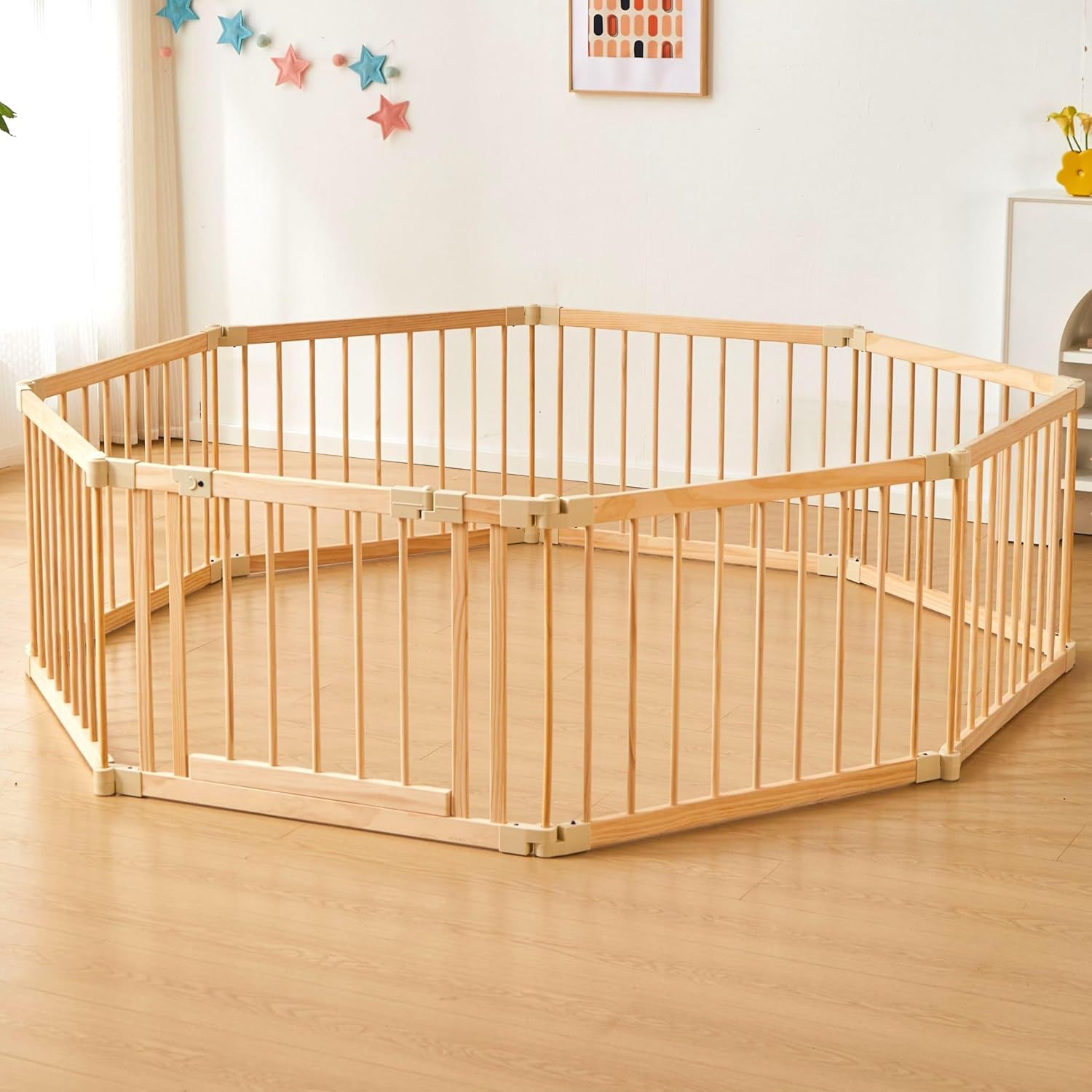 Household Children's Solid Wood Fence with Door, Suitable for Infants and Toddlers, Foldable and Removable, Size Can Be Customized