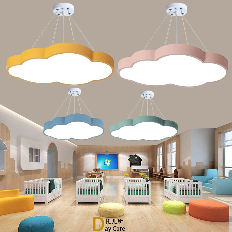 Потолочная лампа в форме облака, 54×8 см, варианты LED 24–240W, пастельные цвета для детской и коридора