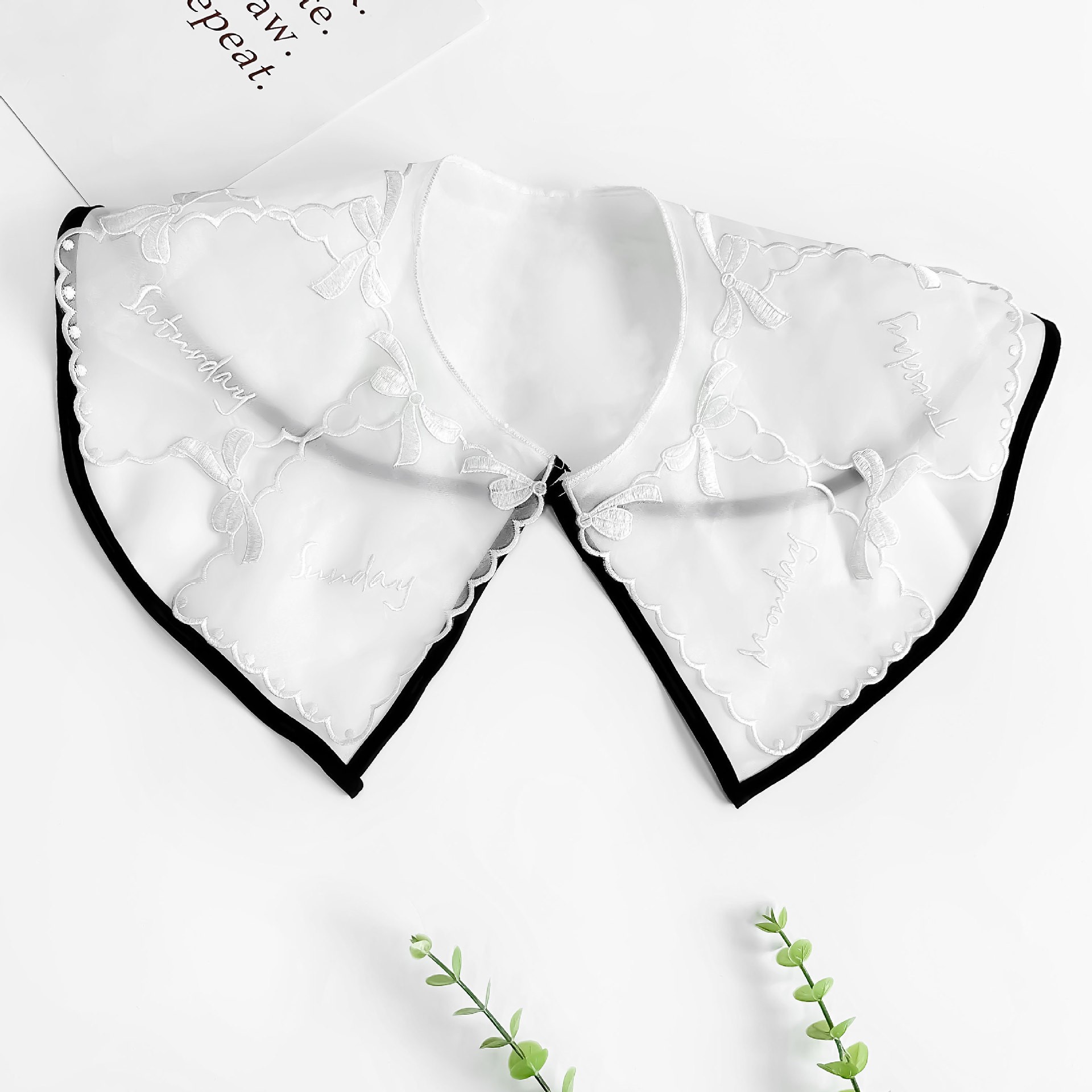 Blanca malla encaje falso cuello arco bordado lazos falso cuello vestido infantil moda versátil artículos image 9