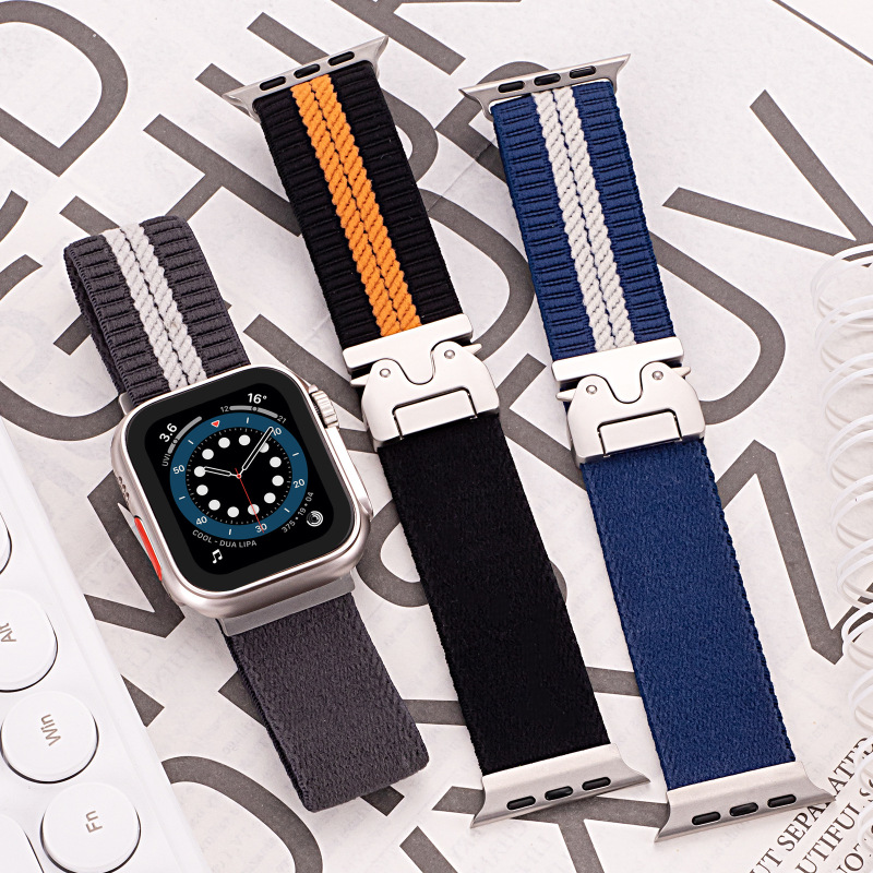 Apple iwatch8/9/10 時計ストラップナイロン編組弾性パラシュートバックル Huawei GT4/5 時計ストラップに適しています。|undefined