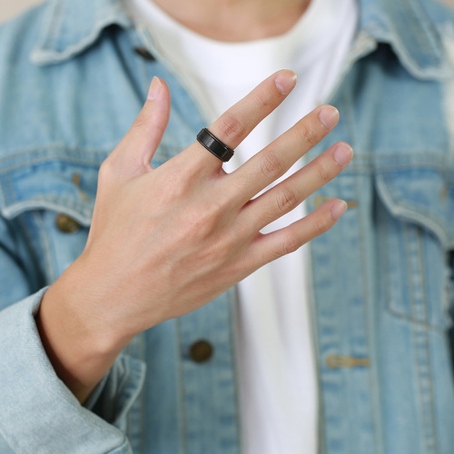 Foreign Trade Jewelry Tungsten Steel Ring Men's Black Blue Steel Color Simple Ring Personalized Accessory TCR-015
