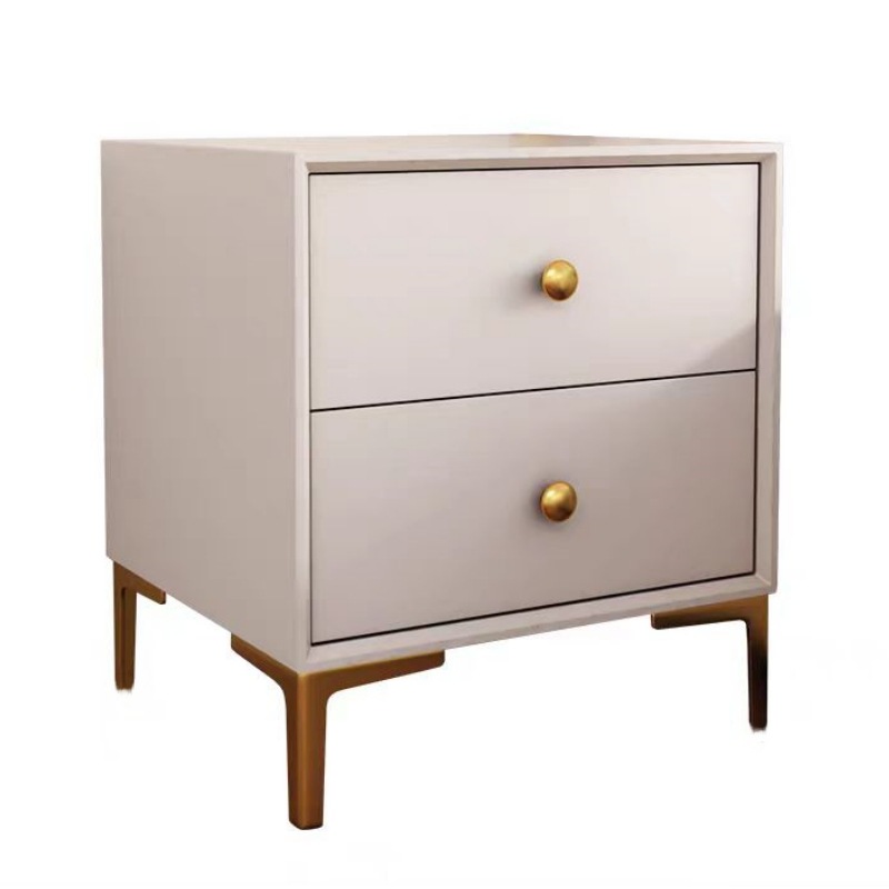 Minimalist bedroom furniture, light luxury rock slab bedside cabinet, home use solid wood storage rack, modern designer style with leather artistry