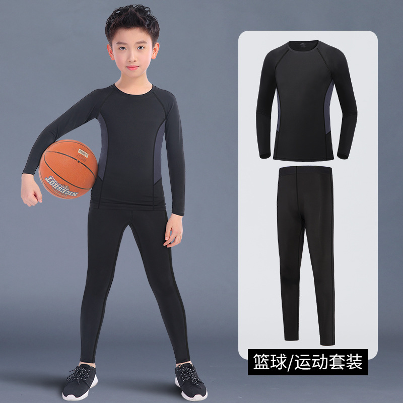 Invierno ajustada juego de baloncesto de niños entrenamiento de entrenamiento de entrenamiento de invierno de otoño y acondicionamiento físico de fútbol ropa interior para niños ropa de base