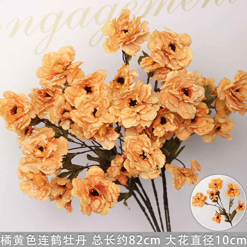 Flores de imitación naranja peonía naranja hortenida neblina orquídea flor flor de boda seda naranja