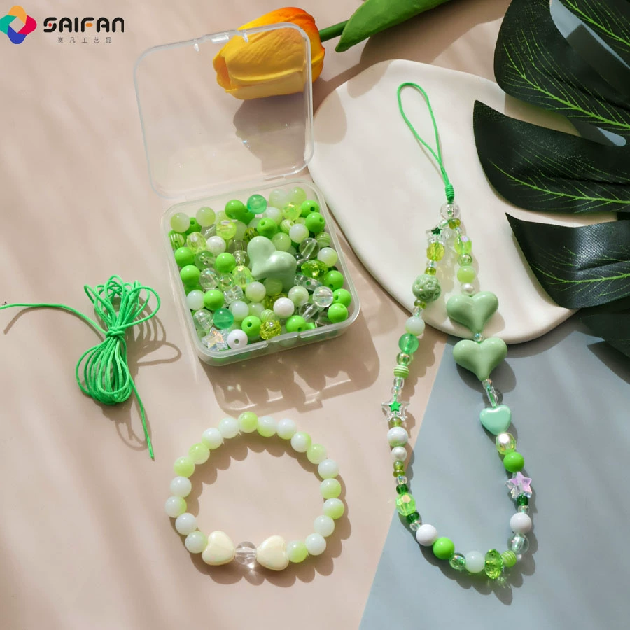 Beaded Bracelet Phone Charm, Mixed Beads Strap, Assorted Colors, 6 cm Pendant