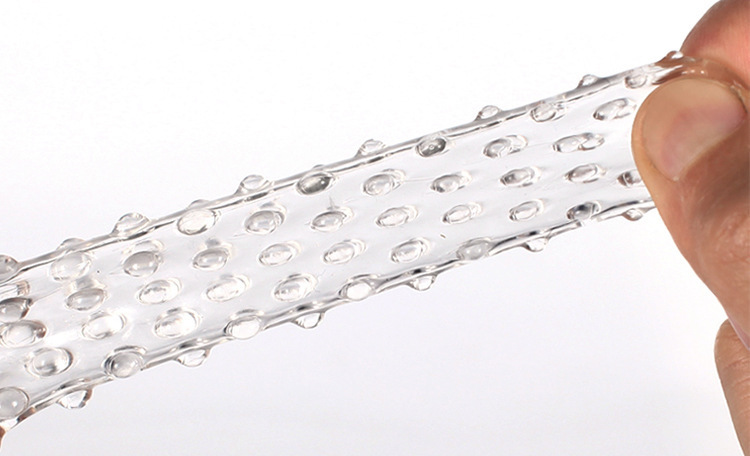 Pleasure Finger Sleeve in Transparent TPE, Single-Piece Textured Masturbation Sleeve — detail image 24