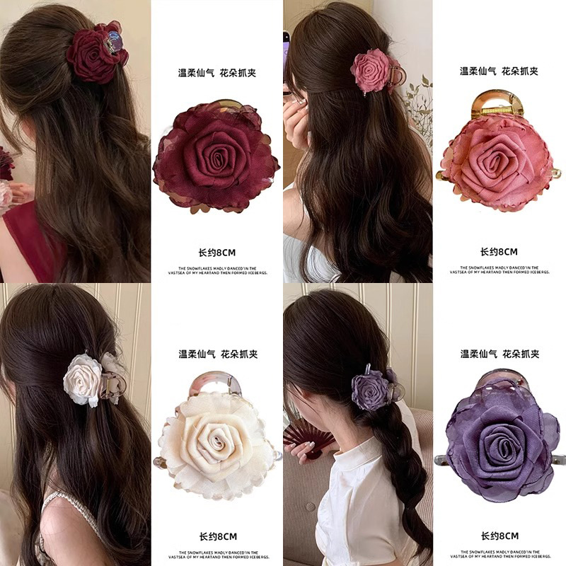Rose seca clip de agarre de flores de mujer nuevo clip de cabello de alta calidad cabeza media clip de cabello nicho temperamento adornamiento para el cabello