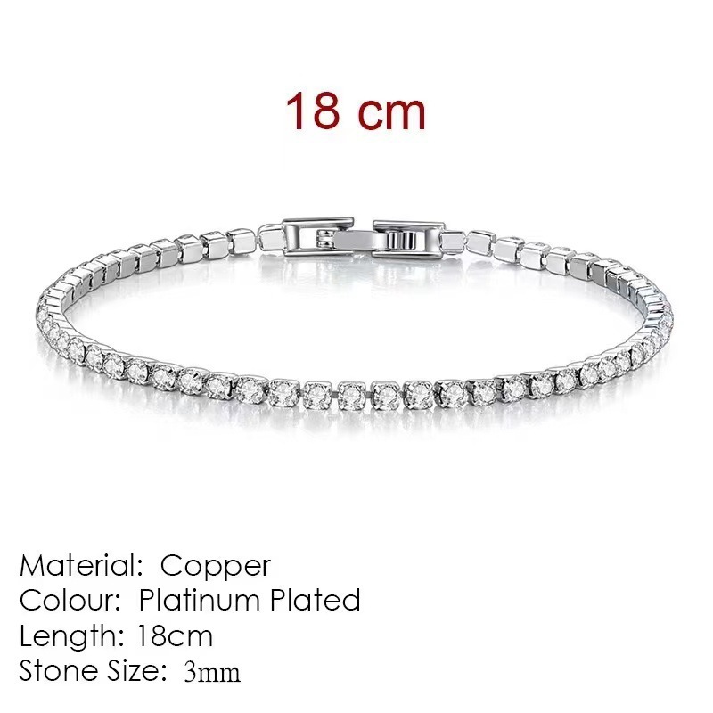 3mm 다이아몬드 팔찌(화이트 골드) 체인 길이 18cm