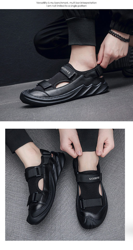 Dép sandal nam quai ngang bít mũi đế mềm thoáng khí — Màu xám 5533, Màu đen 5533 chi tiết 14