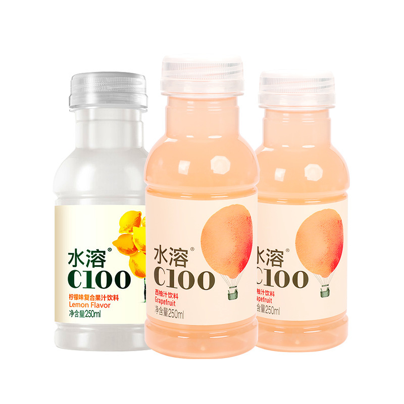 Nongfu Spring Water Soluble C100 Lemon Flavor Small Bottles 250ml*12 Bottles Whole Box Grapefruit Flavor Mixed Fruit Juice Drink