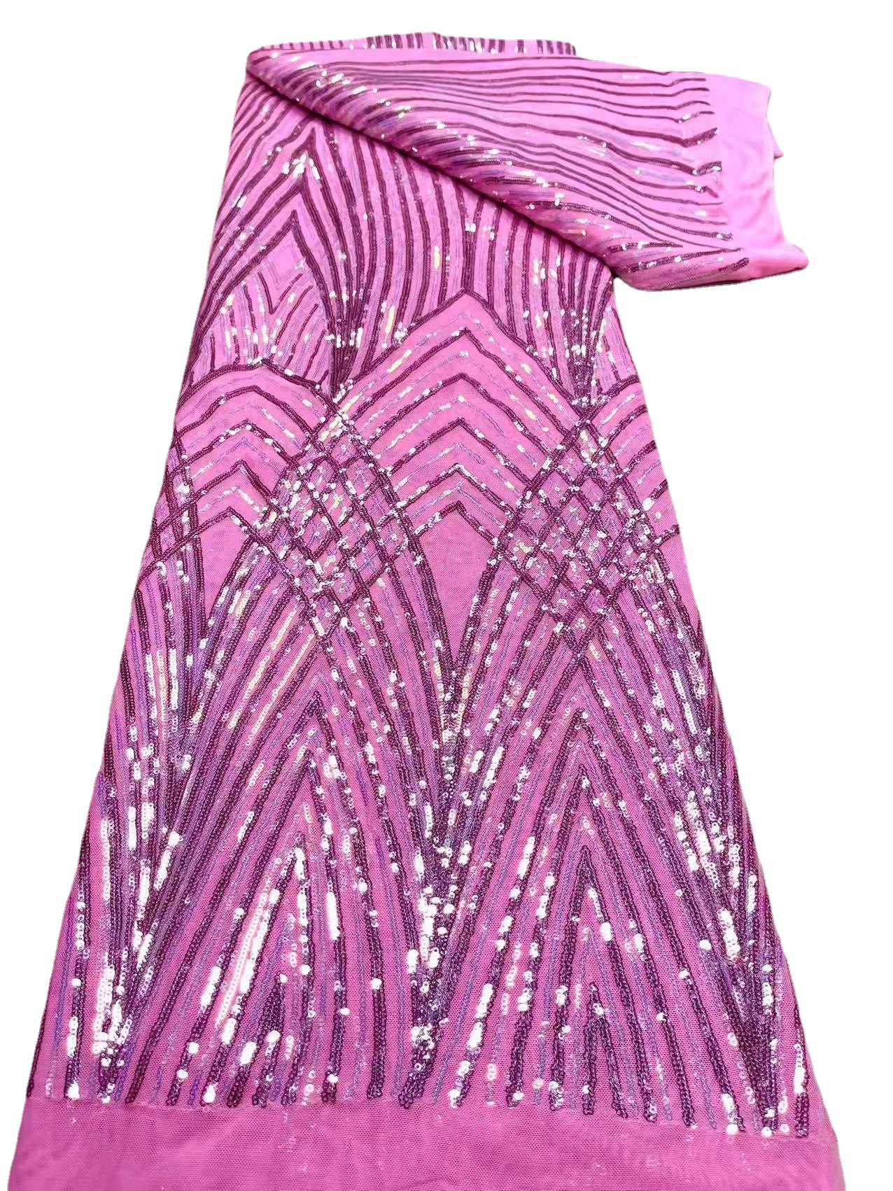 French evening gown catwalk sequined geo...