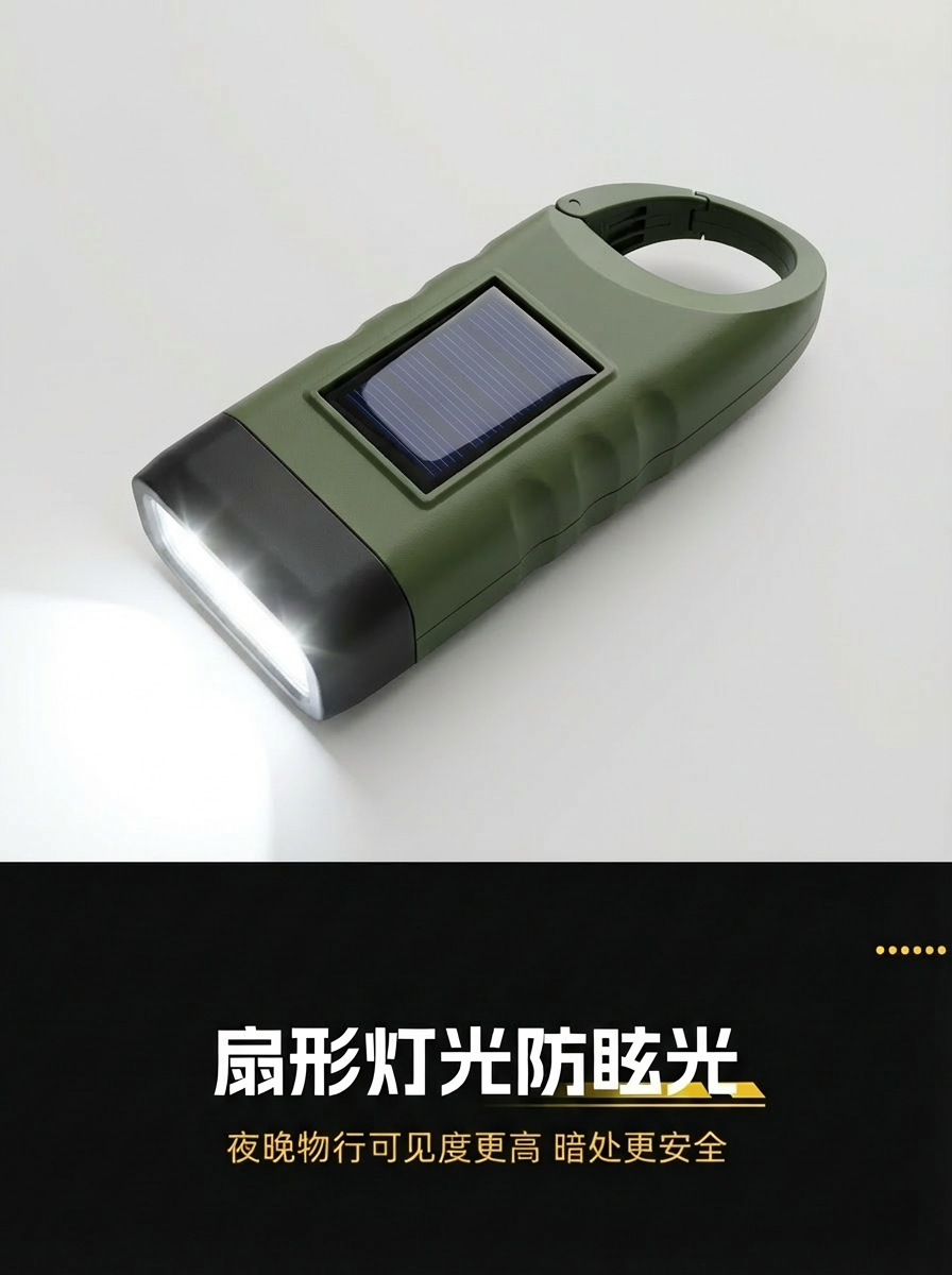 War Preparedness and Emergency Multifunctional Solar-Powered Hand-Cranked Flashlight with Strong Light, Rechargeable Outdoor Disaster Prevention Emergency Lighting