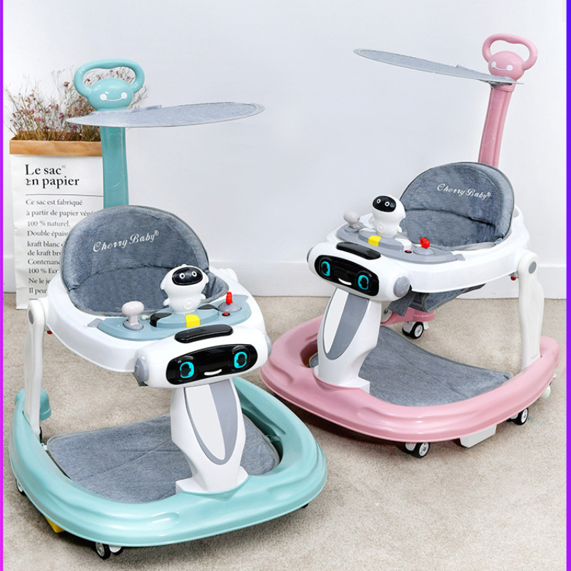 Andador para bebés con mango de empuje, juguete musical educativo para sentarse, bandeja desmontable, altura ajustable, antivuelco. image 5