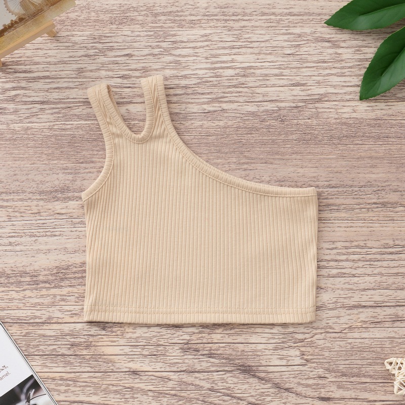 2026 chaleco de verano transfronterizo de ropa infantil de niñas nuevas niñas de comercio exterior hombros inclinados irregulares cinturón de 100 camisas