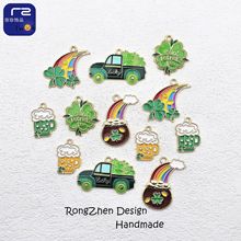 小清新三叶草植物花草滴油合金吊坠挂件 diy手绳项链饰品配件批发