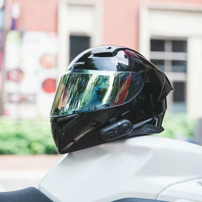 Motosiklet kaskı (dəbilqə) – 3C Certified Motorcycle Helmets for Men - bright-black-colored-coated-lenses-m