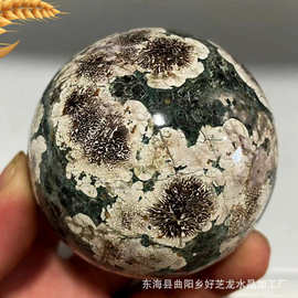天然水晶原石打磨绿樱花球摆件工艺品厂家直销跨境热销