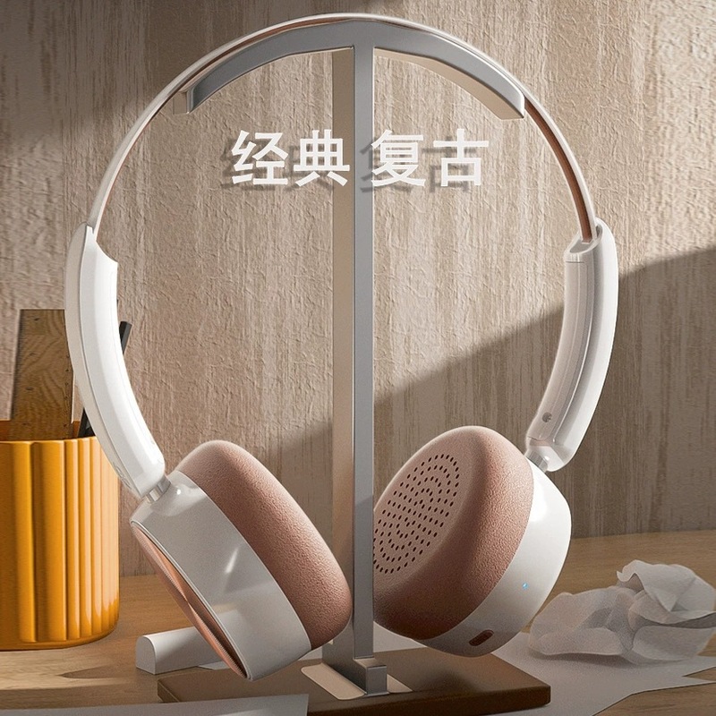 国境を越えた AKZ-68A ヘッドセット ワイヤレス Bluetooth ノイズキャンセリング ヘッドセット、女性用の TikTok レトロな装飾が施されたコンパクトなヘッドセット。|undefined