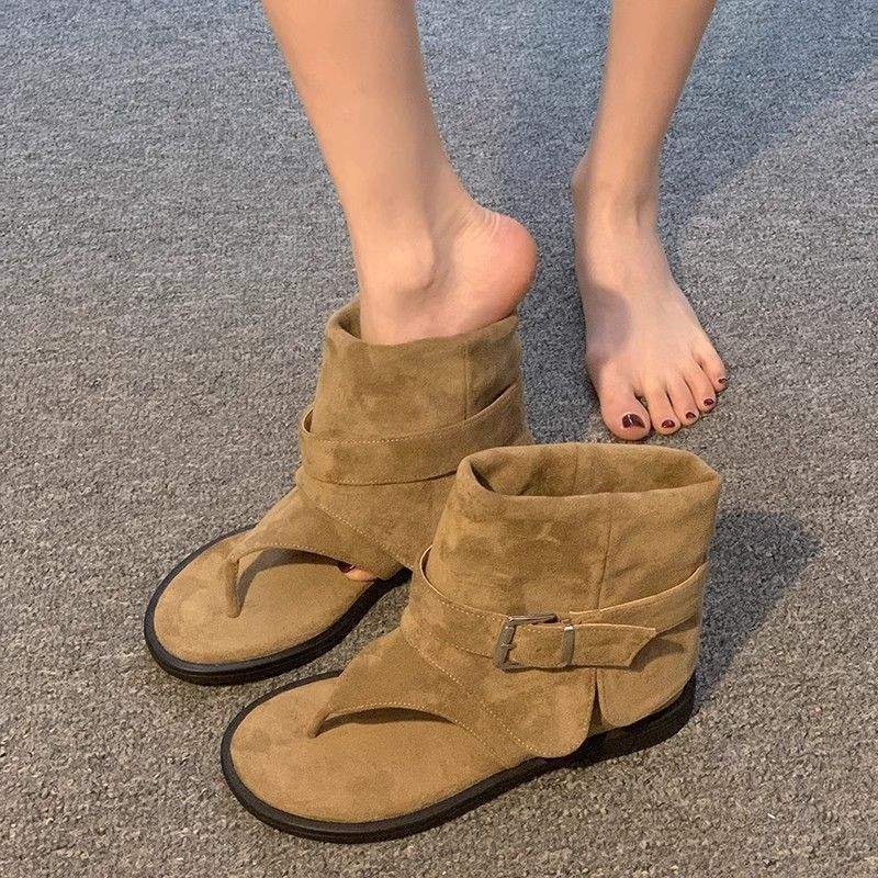 2025 Summer New Retro Women's Boots Thick-Soled Height-Increasing Martin Boots Women's British Style Short Chelsea Boots Trendy