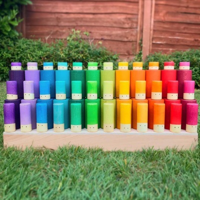 Bloques de construcción de arco iris para niños de madera juguetes bebé color cognición educación infantil altura apilamiento 3-10 años Juguetes