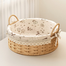 编织收纳筐桌面收纳盒茶几收纳篮零食储物盒家用玄关钥匙收纳摆件