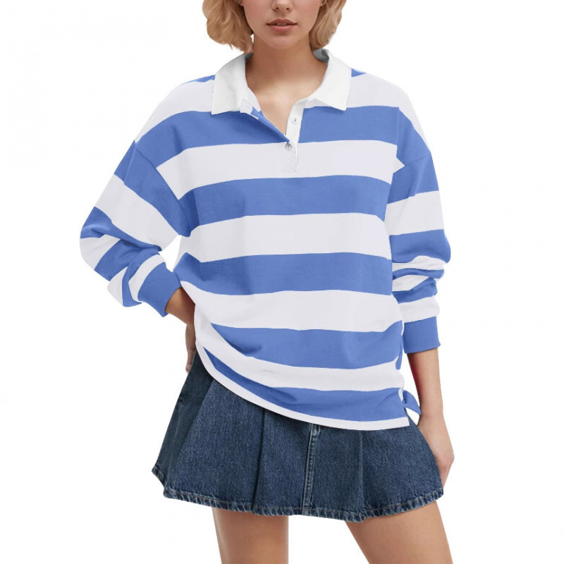 Felpa a righe con fodera in pile da donna - Pullover streetwear oversize con stampa integrale per un comfort casual_voghion.com
