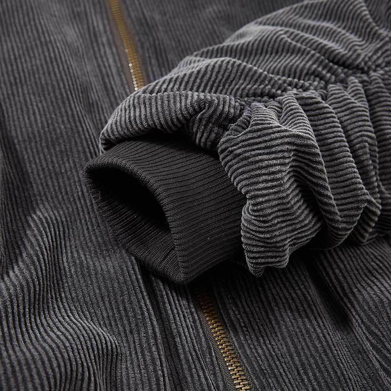 灯芯绒棉服夹克男士冬季夹棉加厚重工褶皱设计感宽松棒球领外套潮|undefined