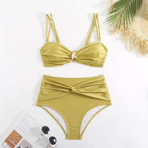 2025 European and American New Split Three-Piece Bikini for Women, Slimming Export Swimwear Set Nylon Skirt